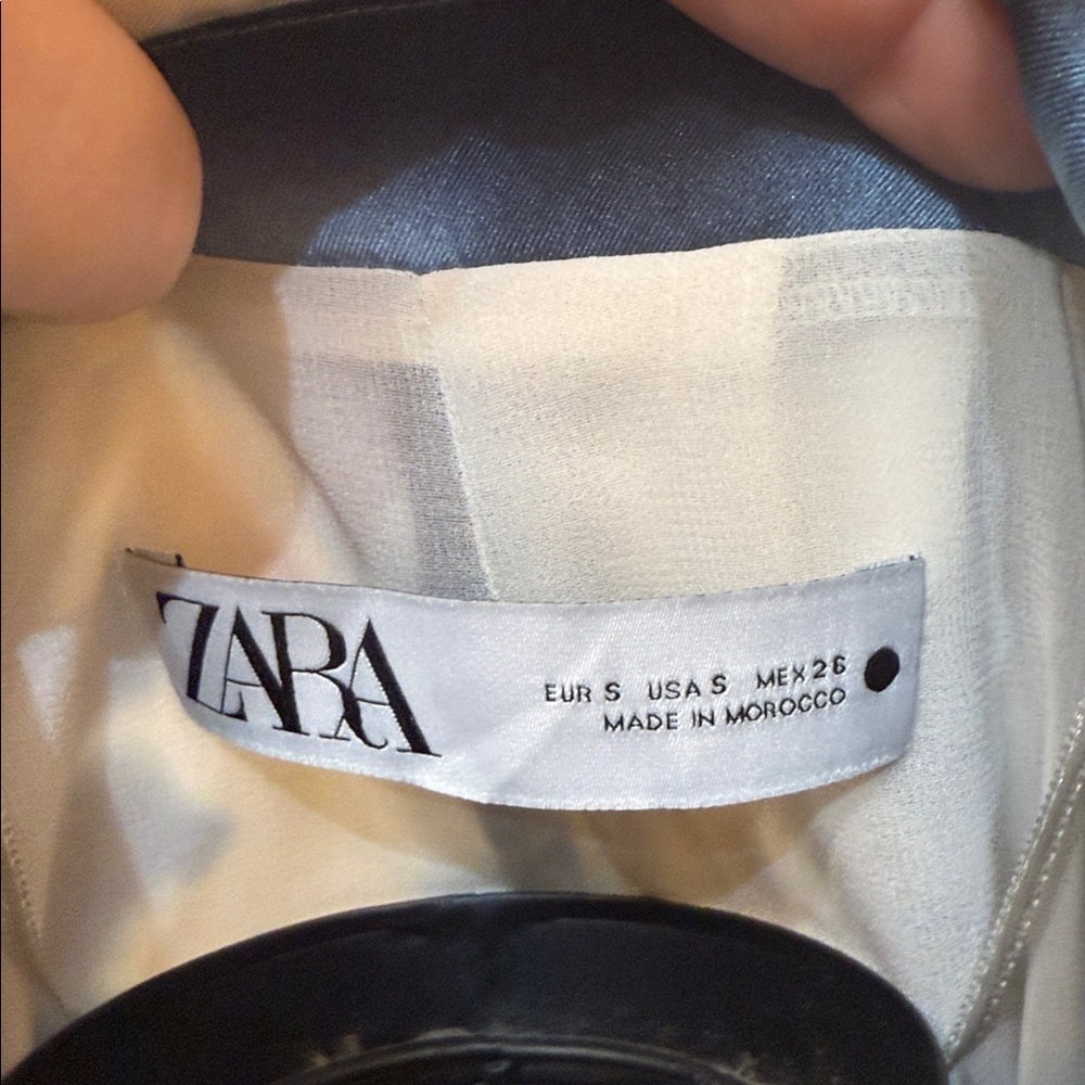 NWT Zara Navy and Cream Patterned Blazer-Sz S - Picture 3 of 5